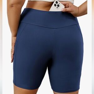 4X, 7.5” Grey Blue Swim Short w Pockets and Built-in Swim Brief